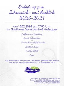 Einladung Jahresrück- & Ausblick 2023-2024
